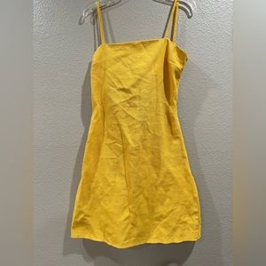 Princess Polly Linen Yellow Dress